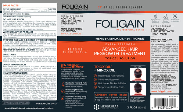 FOLIGAIN Advanced Hair Regrowth For Men Minoxidil 5% + Trioxidil 5%