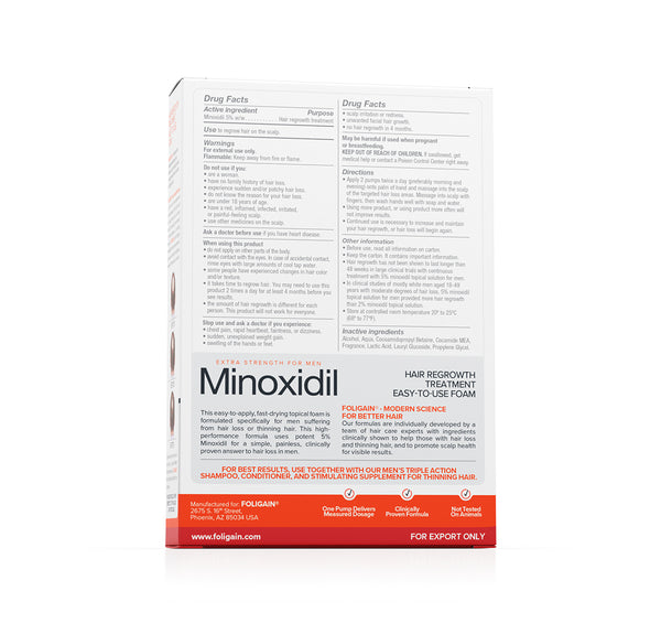 FOLIGAIN Advanced Hair Regrowth Treatment Foam For Men with Minoxidil 5%